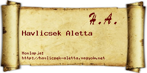 Havlicsek Aletta névjegykártya